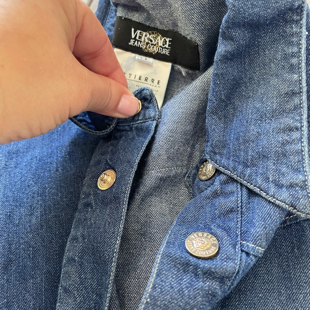 VINTAGE VERSACE JEAN COUTURE ITTIERRE Men’s Denim Jean Shirt Size M - Picture 13 of 14